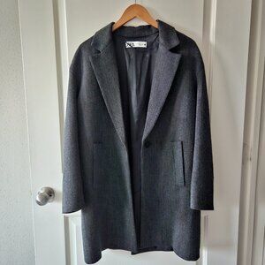 Wool Blend Short Coat- Gray Marl